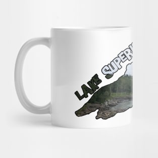 Lake Superior Outline (Split Rock Lighthouse) Mug